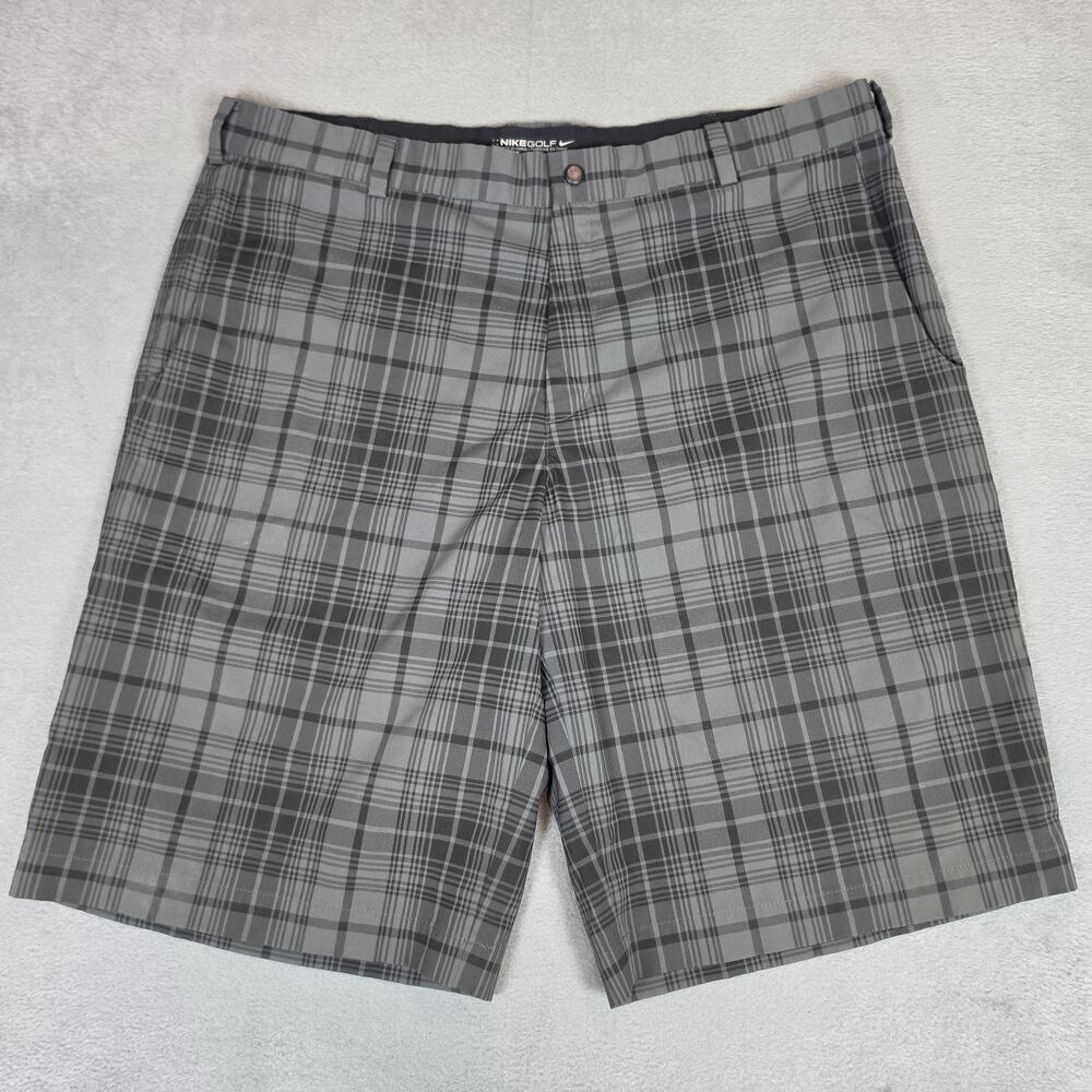 Nike Golf Dri-FIT Plaid Golf Shorts Men's Size 38 Gray Performance Flat Front